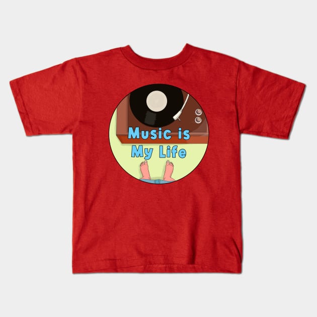 Music is My Life Kids T-Shirt by DiegoCarvalho